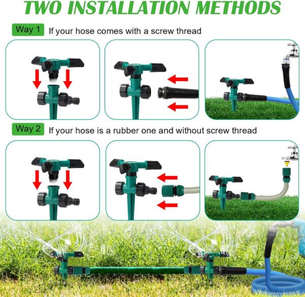 Sprinklers for Yard, 360Rotating Lawn Sprinkler, Sprinklers for Yard Large Area, Lawn Sprinklers, Powerful and Even Watering for Lawns and Gardens(Green) FCZMO - Image 6